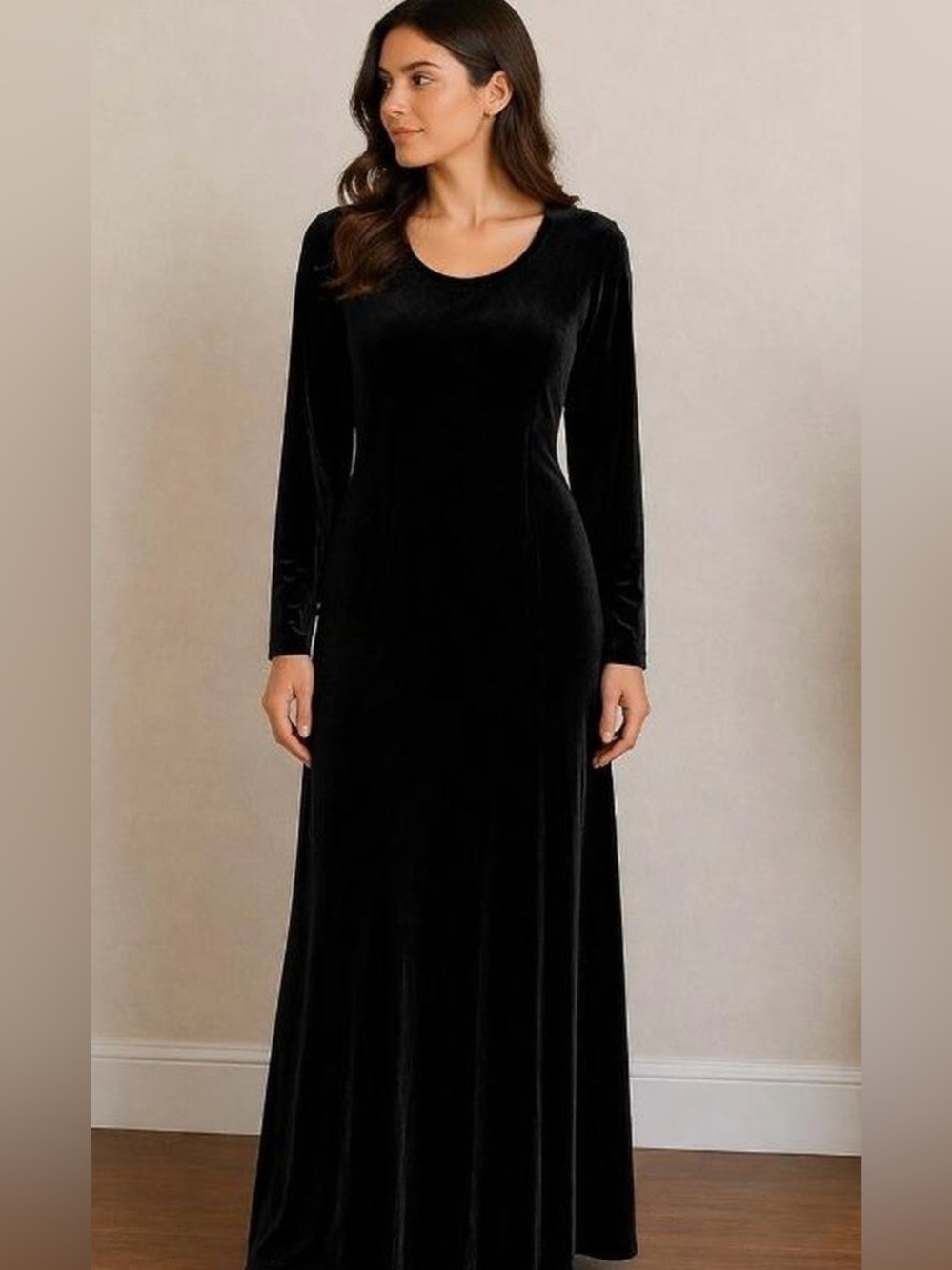 Soft Surroundings Black Velvet Maxi Dress